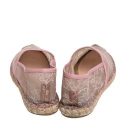 Valentino Beige/Pink Leather And Lace Espadrilles Flats Size 40