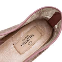 Valentino Beige/Pink Leather And Lace Espadrilles Flats Size 40