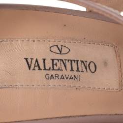 Pre Owned Valentino Metallic Pink Leather Rockstud Pointed Toe Sandals Size 37.5