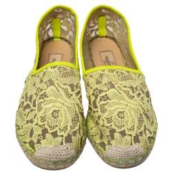 Valentino Yellow Lace Espadrille Flats Size 36