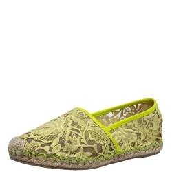 Valentino Yellow Lace Espadrille Flats Size 36