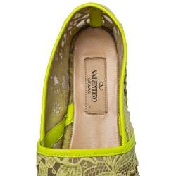 Valentino Yellow Lace Espadrille Flats Size 36