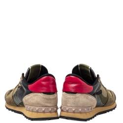 Pre Owned Valentino Leather, Suede Multicolor Camouflage Rockrunner Sneaker Size 40