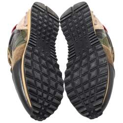 Pre Owned Valentino Leather, Suede Multicolor Camouflage Rockrunner Sneaker Size 40