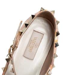 Pre Owned Valentino Multicolor Leather Rockstud Ankle Cuff Ballet Flats Size 37