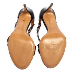 Pre Owned Valentino Black Leather Rockstud Open Toe Sandals Size 39