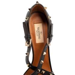 Pre Owned Valentino Black Leather Rockstud Open Toe Sandals Size 39