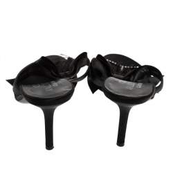 Pre Owned Valentino Black Satin  T Strap Sandals Size 41