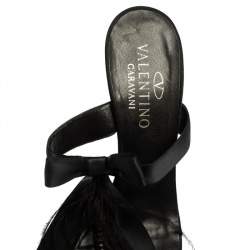 Pre Owned Valentino Black Satin  T Strap Sandals Size 41