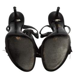 Pre Owned Valentino Black Satin  T Strap Sandals Size 41