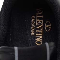 Pre Owned Valentino Black Leather And Suede Rock Runner Low Top Sneakers Size 39