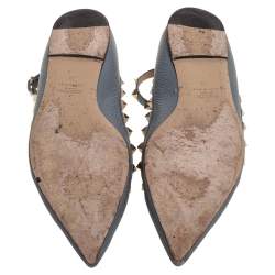 مملوكة مسبقًا حذاء فلات باليه فالنتينو سير كاحل روكستد جلد رمادي مقاس 40