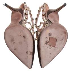 مملوكة مسبقًا صندل فالنتينو روكستد جلد رصاصي ووردي ميتاليك مقاس 36