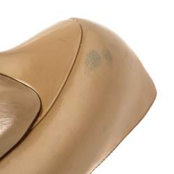 Valentino Beige Patent Leather Bow Accents Pumps Size 36