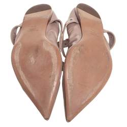 مملوكة مسبقًا حذاء فلات باليه فالنتينو مجعد سير كاحل لوف لاتش جلد بيج مقاس 37.5