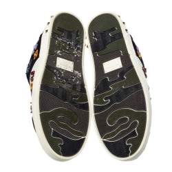 Pre Owned حذاء رياضي فالنتينو جلد وسويدي أسود/أبيض مزخرف بعنق منخفض مقاس 35