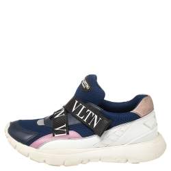 مملوكة مسبقًا Valentino Multicolor Mesh And Leather VLTN Heroes Velcro Strap Sneakers Size 37