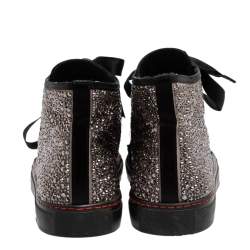 Valentino Grey/Black Embellished Satin High Top Sneakers Size 39.5