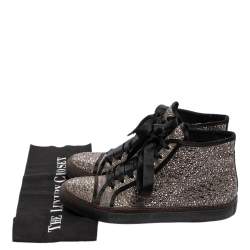 Valentino Grey/Black Embellished Satin High Top Sneakers Size 39.5