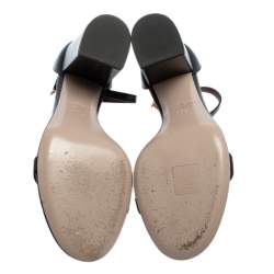 مملوكة مسبقًا Valentino Black Leather Ankle Strap Sandals Size 37.5