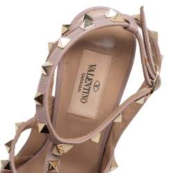 Pre Owned Valentino Nude Pink Patent And Leather Rockstud Pumps Size 37