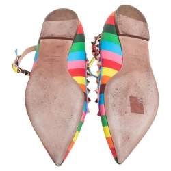 Pre Owned Valentino Multicolor Leather Rockstud Ballet Flats Size 39