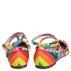 Pre Owned Valentino Multicolor Leather Rockstud Ballet Flats Size 39