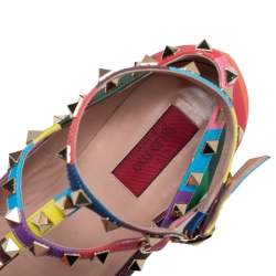 Pre Owned Valentino Multicolor Leather Rockstud Ballet Flats Size 39