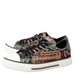 Valentino Multicolor Canvas And Rubber Cap Toe Embellished Low Top Sneakers Size 38