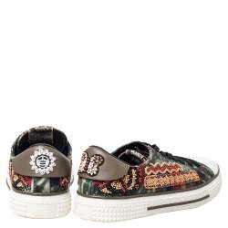 Valentino Multicolor Canvas And Rubber Cap Toe Embellished Low Top Sneakers Size 38