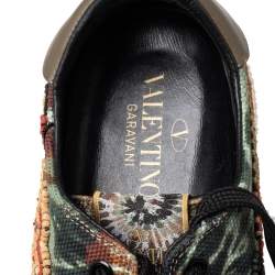 Valentino Multicolor Canvas And Rubber Cap Toe Embellished Low Top Sneakers Size 38