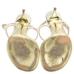 مملوكة مسبقًا صندل فالنتينو سير تي مزخرف كريستال كرة جلد أبيض مقاس 36