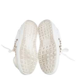 Pre Owned Valentino White Leather Rockstud Low Top Sneakers Size 35.5