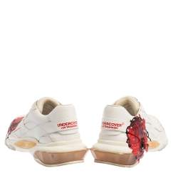 Pre Owned Valentino x Undercover White Leather Chain Rose Print Bounce Sneakers Size 39