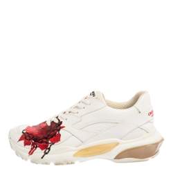 Pre Owned Valentino x Undercover White Leather Chain Rose Print Bounce Sneakers Size 39