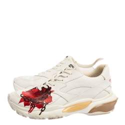 Pre Owned Valentino x Undercover White Leather Chain Rose Print Bounce Sneakers Size 39