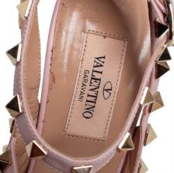 Pre Owned  Valentino Pink Leather Rockstud Caged Sandals Size 37