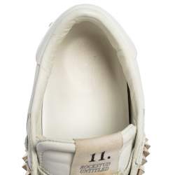 Pre Owned Valentino White Leather  Rockstud Untitled Low Top Sneakers Size 39.5