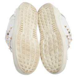 Pre Owned Valentino White Leather  Rockstud Untitled Low Top Sneakers Size 39.5