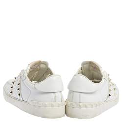 Pre Owned Valentino White Leather  Rockstud Untitled Low Top Sneakers Size 39.5