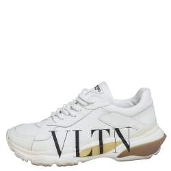 Pre Owned Valentino White Leather VLTN Bounce Sneakers Size 40