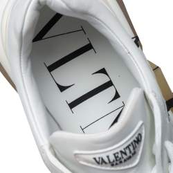 Pre Owned Valentino White Leather VLTN Bounce Sneakers Size 40