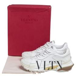 Pre Owned Valentino White Leather VLTN Bounce Sneakers Size 40