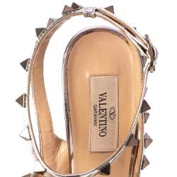 Valentino Metallic Leather Rockstud Strappy Sandals Size 39