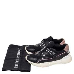 Pre Owned Valentino Black Mesh And Leather VLTN Heroes Velcro Strap Sneakers Size 39