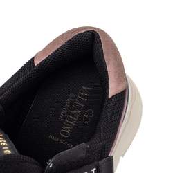 Pre Owned Valentino Black Mesh And Leather VLTN Heroes Velcro Strap Sneakers Size 39