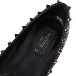 Pre Owned Valentino Black Patent Leather Rockstud Ballet Flats Size 39.5