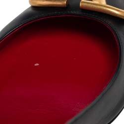 Pre Owned  Valentino Black Leather VLogo Pointed Toe Pumps Size 39