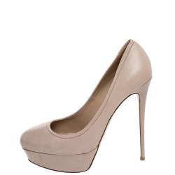 Valentino Beige Leather Platform Pumps Size 40