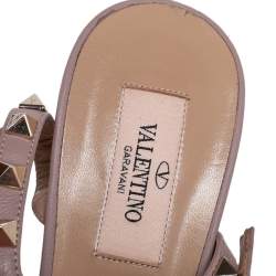 Pre Owned Valentino Mauve Patent and Leather Rockstud Pointed Toe Sandals Size 38.5